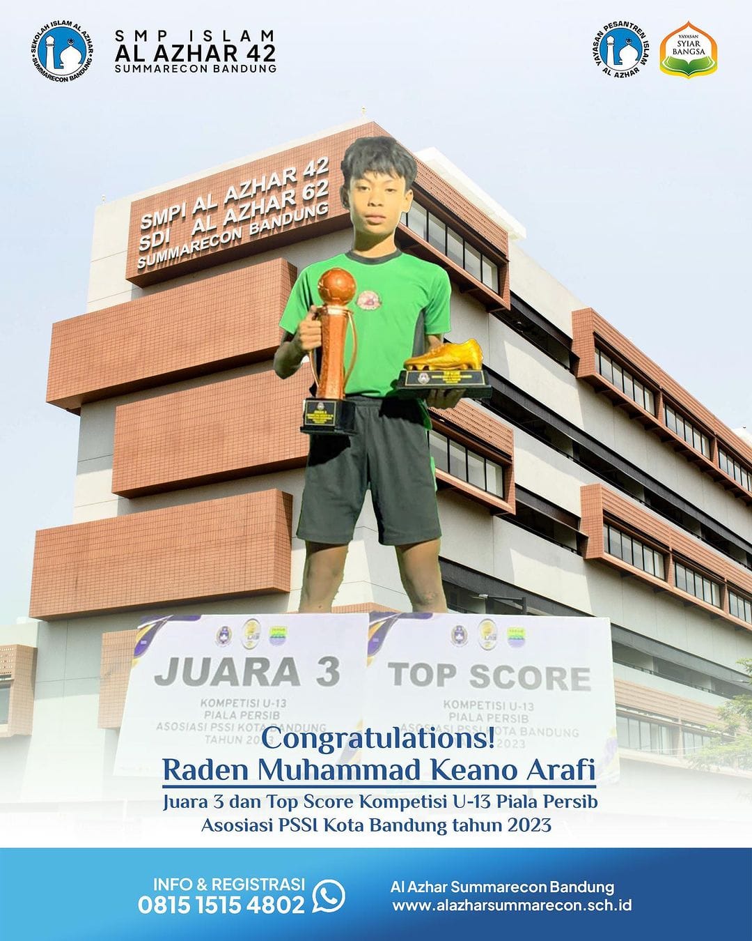 Raden Muhammad Keano Arafi - Juara 3 dan Top Score Kompetisi U-13 Piala Persib Asosiasi PSSI Kota Bandung tahun 2023